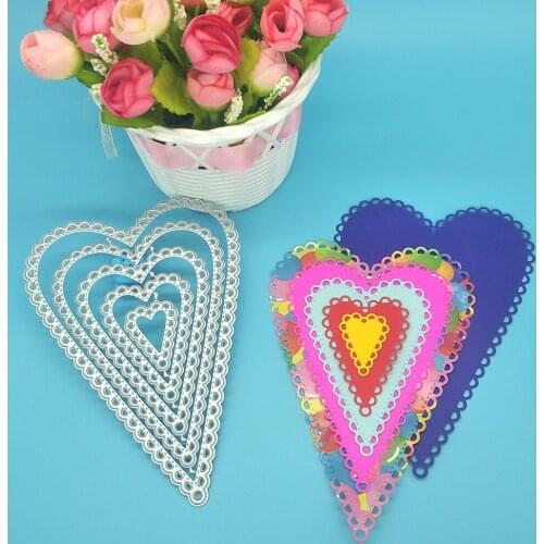 5-layer metal cutting mold with lace peach heart, scrapbook, photo album decoration, DIY handmade art