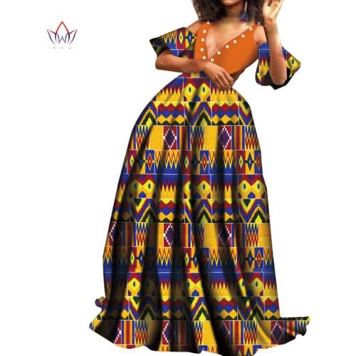 African Dresses for Women Bazin Riche Patchwork Wax Print Evening Long Pearls Dresses Dashiki Women African Clothing WY7820