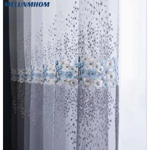 Promotion Living Room Cortina Curtain New Matching Gradient Small Flower Tulle Screen For Living Room Sheer Voile Bedroom