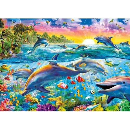 3D DIY Diamond Painting dolphin diamond Embroidery Underwater world stickers Diamond Mosaic Beadwork Painting Fashion Wall Decor