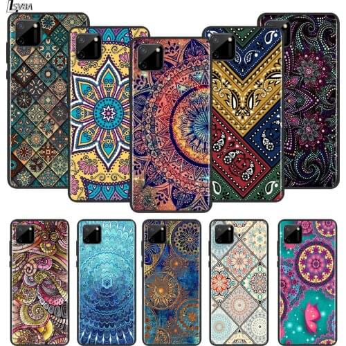 Vintage pattern Higan Flower For OPPO Realme Narzo 20 C2/3/11/12/15/17 X2 X3 X7 XT X50 Q2i V3 V5 V15 Pro Black Phone Case