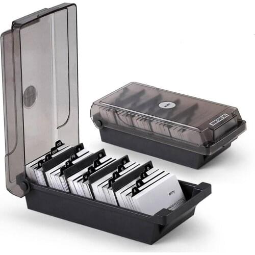 Hot Sale Large Capacity 4 Divider Board Business Card Index Holder Storage Box Organizer