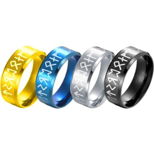 European Viking Rune Stainless Steel Mens Ring 2021 Simple Retro Boyfriend Creative Gift Nordic Mythology Religious Jewelry