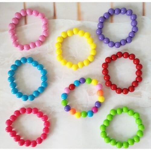 HappyKiss 5pcs children bracelet fshion hot new Acrylic beads multicolor children elastic bracelet Elastic line baby jewelry