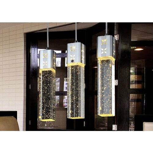 Crystal Pendant Light 3 Head LED Lights Bubble New Modern Column pendant Lamp pyramid Transparent Pendant lamps droplight FG798