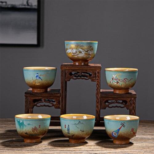 Retro Stoneware Kiln Modification Tea Cup Ceramic Tea Cup Chinese Kung Fu Tea Set Tea Cup Hand-painted Drinking Utensils