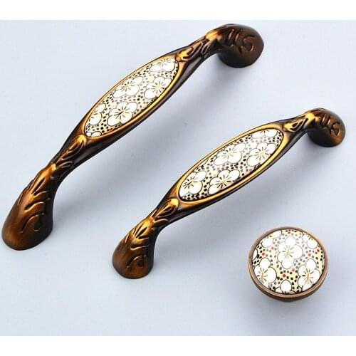 Ceramic handle American cupboard handle bronze door shoe cabinet wine cabinet small handle drawer handle cupboard handles