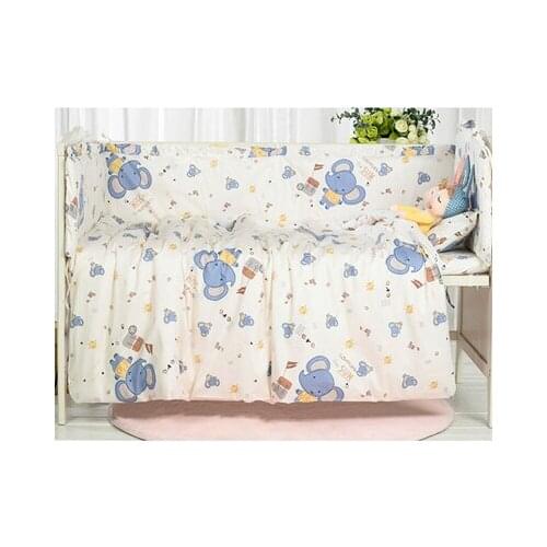 7PCS full Set Newborn Cotton Crib Bedding Set Baby Cot Protector Safe Baby Bumpers juego de cama,(4bumper+sheet+duvet +pillow)
