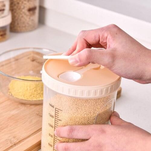 Food Storage Box With Spoon Laundry Washing Powder Storage Box Kitchen Keep Fresh Powder Rice Bucket Washing Powder Bucket