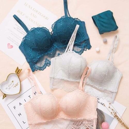 Lace Floral Wireless Breathable Bra Sexy Backless Lingerie Comfortable Adjustded Bras For Women Underwear Push Up Bralette Top