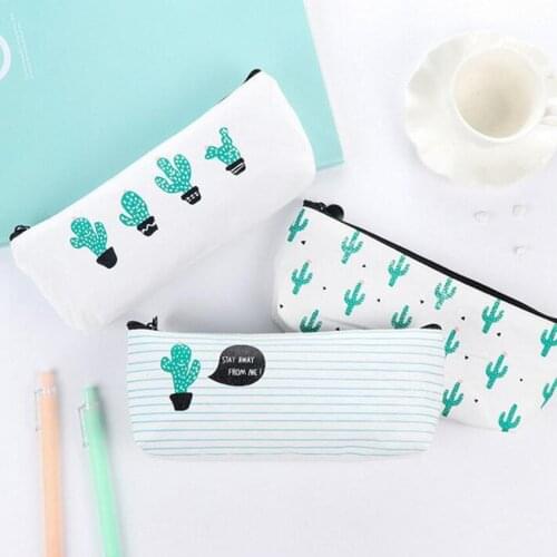 M211 2017 Canvas Wallet Women Purses Cute Cartoon Personality Green Cactus Pencil Bag Card Bag Women Student Bag