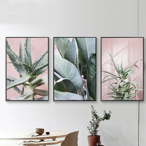Small Fresh Green Plant Canvas Painting Nordic Minimalist Plant Leaf Poster Living Room Wall Art Decoration Painting Pictures