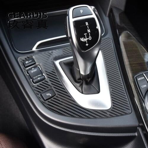 Carbon fiber Gear Shift Control Panel Decor Cover For bmw 3 series F30 F34 Car Styling Stickers Interior Trim Auto Accessories