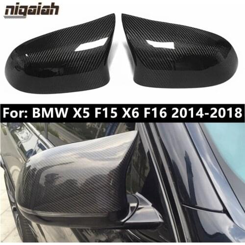 Pair Forged Carbon Fiber F15 Mirror Cover for BMW X5 F15 2014-2018 X6 F16 X3 F25 X4 F26 Side Door Wing Mirror Caps Replacement