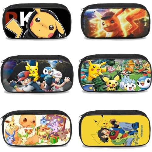 Pokemon Series Pikachu Pencil Box School Cartoon Anime Pencil Bag School Supplies Stationery Childrens Birthday Party Gifts
