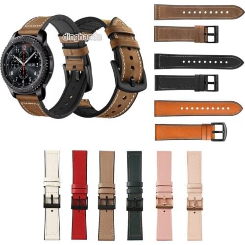 22mm Leather Silicone Watch Band Strap for Samsung Galaxy Gear S3 Smart Watch Wrist band for Watch 46mm Watch3 45mm strap
