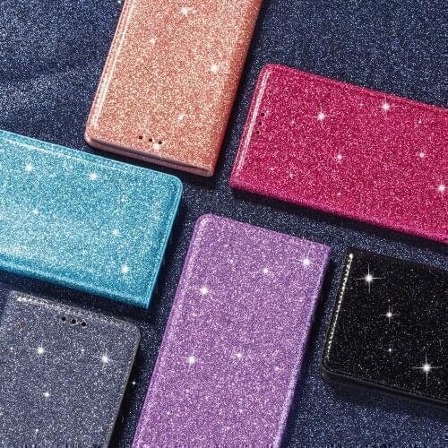 Ultra-thin Magnetic Flip Wallet case Shine Glitter PU Fashion Phone case for Iphone