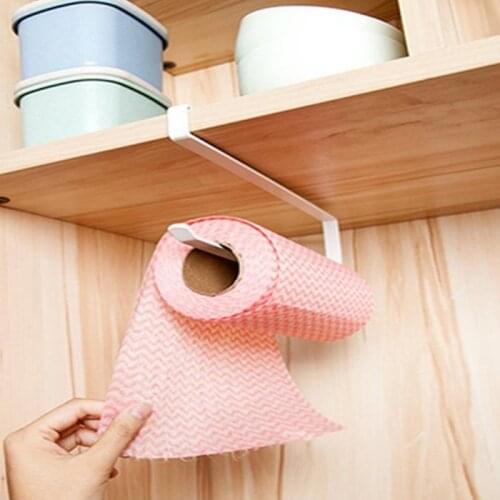 Under Cabinet Paper Roll Rack Punch Free Towel Holder Tissue Hanger Storage Rack For Bathroom Toilet Kitchen Storage Accessories