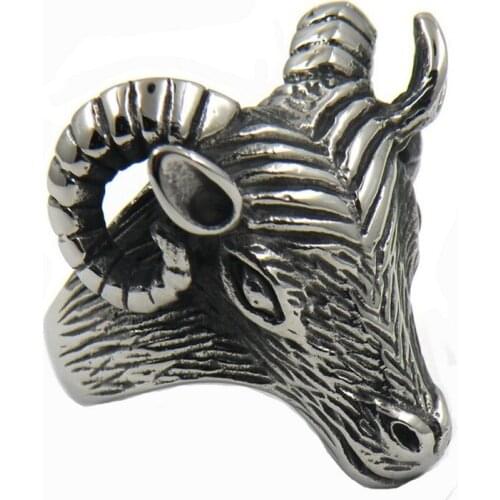 Viking stainless steel sheep head ring fashion accessories men and women personality animal ring Viking jewelry