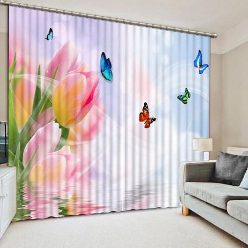 Butterfly curtain photo Blackout Window Drapes Luxury 3D Curtains For Living room Bed room Office Hotel Home louts curtains