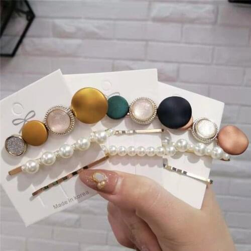 1Set Rhinestone Pearl Hair Clips Barrettes For Women High Quality Shiny Crystal Metal Makeup Clip Hair Claws Hairpins Wholesale