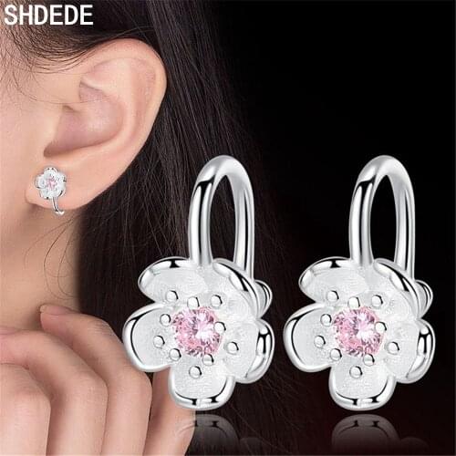 SHDEDE 925 Silver Earrings Women Jewelry Embellished With Crystals From Swarovski Fashion Anniversary Birthday Gift -WH275
