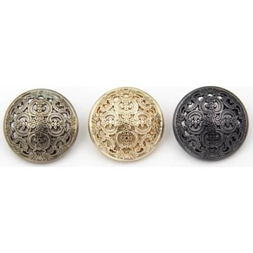 10PCS Clothes Matte Cold Color Buttons Retro Hollow Sewing Shank Round Metal Men Women Blazer Uniform Shirt Suit Garment