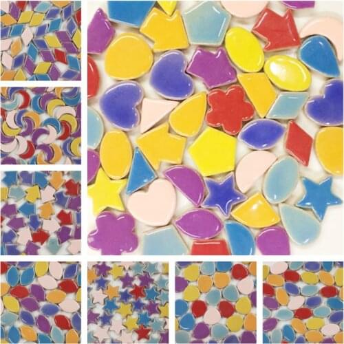 100g Multicolor Irregular Mosaic Creative Ceramic Mosaic Tiles the oval ultra thin ceramic manual DIY mosaic decor jewelry
