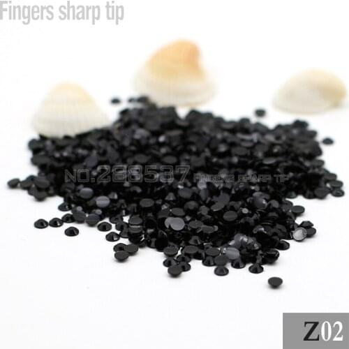 1000pcs 6mm SS30 Round Fashion Glitter Nail Art Rhinestone black Crystal Decoration Rhinestones Beads Nail DIY Z02