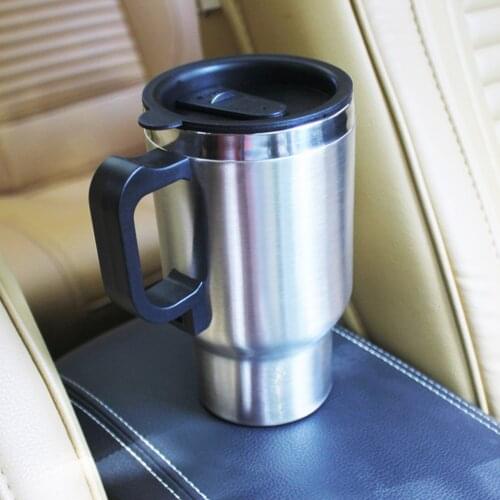 12 V Steel Thermos Heating Cup Car Auto Adapter Heated Kettle Travel 500ml Essential Accessories Stainless Steel