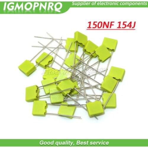 20PCS Correction Capacitor 150NF 154J 100V 5mm Polypropylene Safety Plastic Film Capacitor