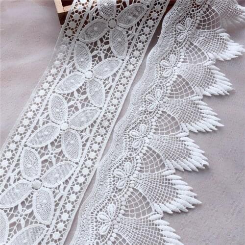 3 Yards 100% Cotton Lace Trim In Ivory Hollowed Out Crochet Flower Sewing Material DIY Handmade Accessories