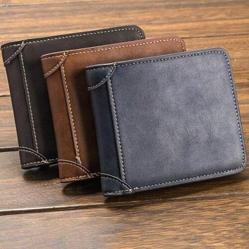 Brand Design Men PU Leather Wallet with Zipper Coin Pocket Business Big Capacity Male Short Money Purse Card Holder