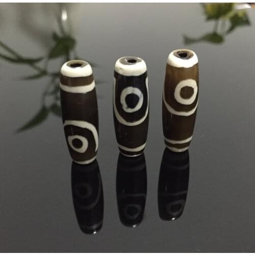 30mm Natural Tibetan Dzi Agates Stone Beads Retro Black White Vintage Jewelry Accessories DIY Oval Rice Two-eyed Agates Beads
