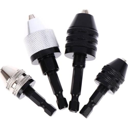 1/4'' Hex Shank Keyless Drill Chuck Quick Change Adapter Converter Drill Adapter Black/Sliver