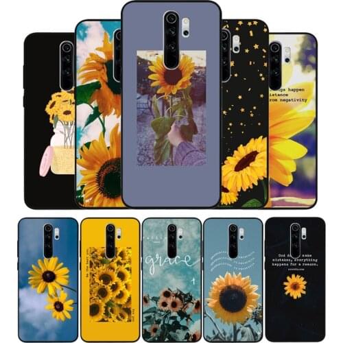 Sunflower black Silicone Phone Case For Redmi note 8 7 Pro S 8T for redmi 9 7A Cover