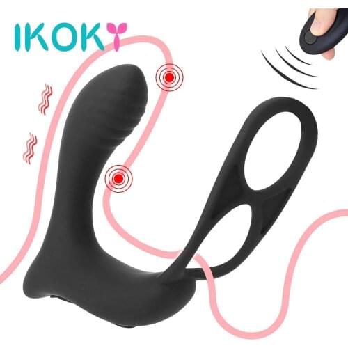 IKOKY Male Prostate Massage Vibrator Sex Toy For Men Delay Ejaculation Prostate Stimulator Butt Plug Anal Plug Waterproof