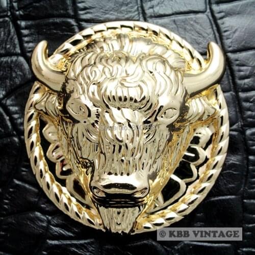 KB101) Wholesale 50pc 2" Buffalo Head Conchos Leathercraft Screwback Concho Gold