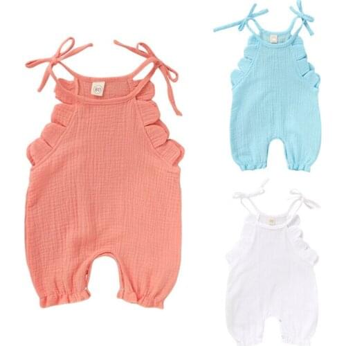 Newborn Infant Baby Girl Cotton Linen Clothes Sling Romper Jumpsuit Sunsuit Summer Outfits 0-18M