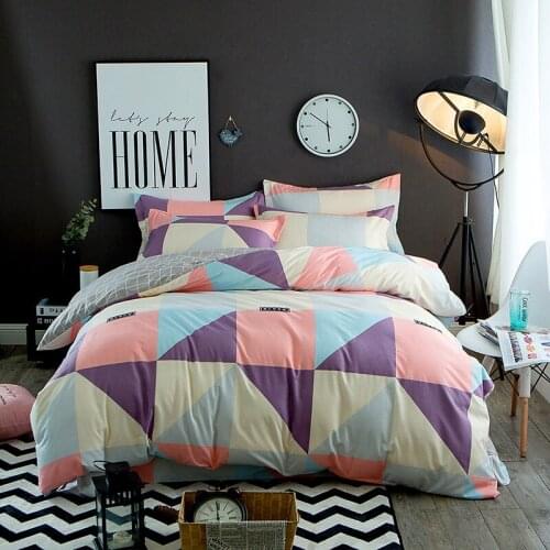 Polyester Cotton Nordic Style Bedding Set Duvet Cover Bed Sheet Pillow Case Sanding Geometry Home Textiles