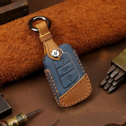 Leather car Key Cover Remote Case Shell bag For VW PASSAT 2015 - 2020 B8 Skoda Kodiaq Superb A7 car key case key holder