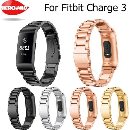 Fashion Stainless Steel Watch band Strap For Fitbit Charge 3 link bracelet Replacement Watchband For Fitbit Charge 3 Luxury Band