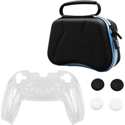 6-in-1 Game Controller Protective Case Set EVA Storage Bag + Protective Case + Rocker Caps Fit for PS5 Controller