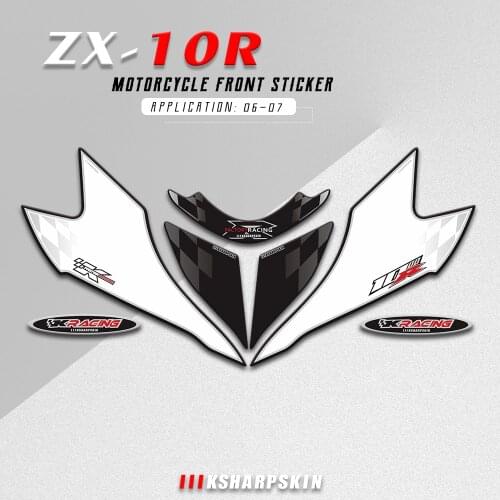 New 3D Gel Motorcycle Front Fairing Sticker Protector Number Board Moto Engine Vehicle decals For Kawasaki ZX10R 2006-2007
