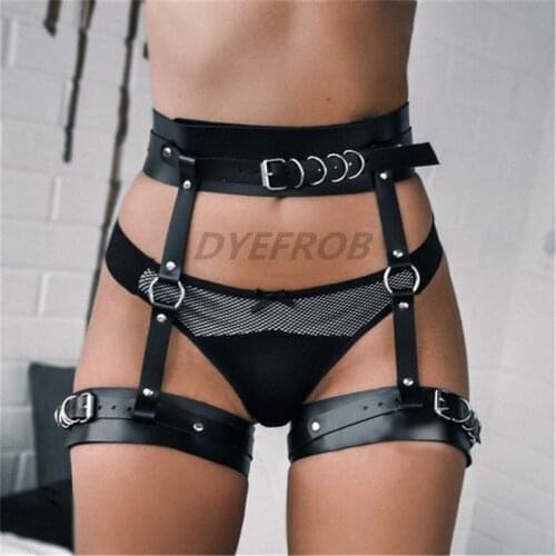 DYEFROB New Fashion Leather Sword Belt Harajuku Handmade Waist To Leg Harness Fetish Adjustable Stocking Belts Bondage Pants