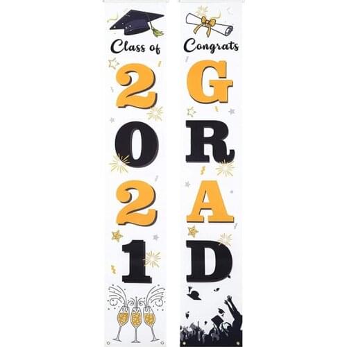 New Graduation Porch Sign 2021 Congrats Grad Hanging Banner Outdoor Indoor Home Front Door Graduation Party Decorations