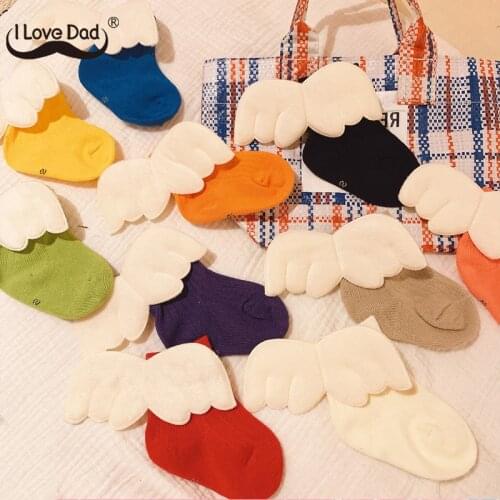 Autumn Winter Cute Angel Wings Newborn Baby Socks Solid Color Girl Boy Socks Infant Toddler Thick Warm Kids Floor Socks