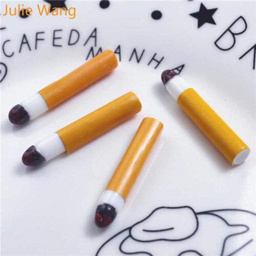 Julie Wang 10PCS Resin Artificial Cigarette Butts Charms Slime Pendants Jewelry Making Accessory Home Table Decor Props