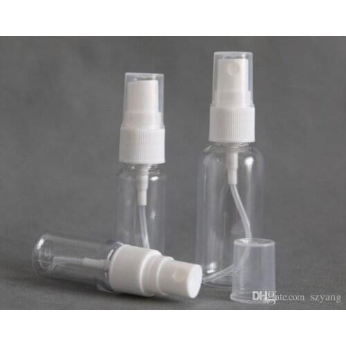 Empty 20ml (0.66oz, Less Than 1oz) Clear Plastic Fine Mist Spray Bottle for Cleaning, Travel, Essential Oils, Perfume SN2224