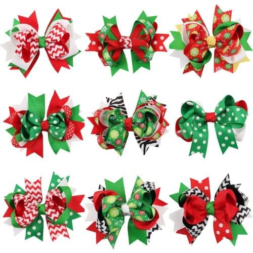 5PCS/Set Christmas Baby Girl Hairpin Infant Hair Accessories Tie Bows Headwear Headwrap Gift Toddlers Clips Hairpins Newborn